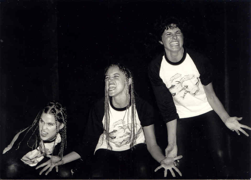 Left to right: Ursula (her stage name), Mardi Eisenhart, and Diane Marvin, dancing squiddily at the Calamari Festival